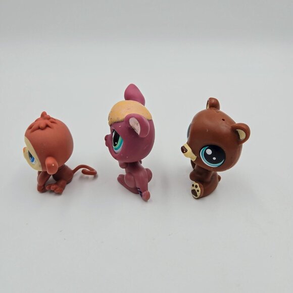 Littlest Pet Shop LPS Lot Monkey #351 Kangaroo #1524 Happy Honeyman Bear #3959 - Picture 3 of 10